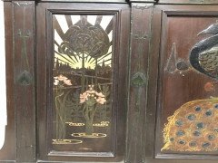 Arts & Crafts Overmantle with Gesso & Painted Peacock beside a Sunset & Sunrise - Thumbnail 6