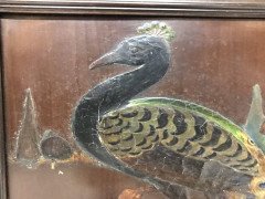 Arts & Crafts Overmantle with Gesso & Painted Peacock beside a Sunset & Sunrise - Thumbnail 12