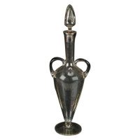 Silver Collared Slender Ovoid Glass Decanter and Stopper, by W Hutton & Sons - Thumbnail 1