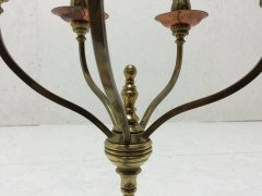 W A S Benson, signed, An Arts & Crafts Brass and Copper Five Branch Candelabra - Thumbnail 7
