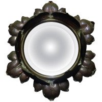 Arts & Crafts Circular Copper and Bevelled Mirror in the Form of a Flower Bud - Thumbnail 1