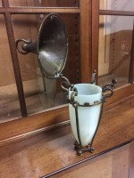 Arts & Crafts Copper & Brass Conical Lantern With Vaseline/Uranium Glass Shade. - Thumbnail 2