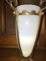 Arts & Crafts Copper & Brass Conical Lantern With Vaseline/Uranium Glass Shade. - Thumbnail 3