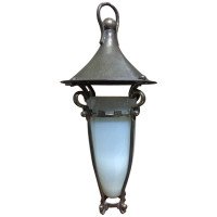 Arts & Crafts Copper & Brass Conical Lantern With Vaseline/Uranium Glass Shade. - Thumbnail 5