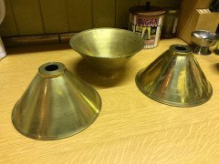 Six Brass Conical Shaped Shades, Would Also Work Well for a Snooker Table Light - Thumbnail 2