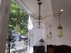WAS Benson A Rare Arts & Crafts Brass Dining, Billiard or Snooker chandelier - Thumbnail 2