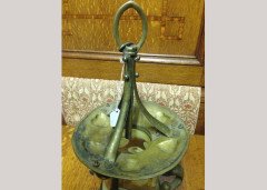 Arts & Crafts Vaseline/Uranium Glass Lantern the Shade With Pearl Like Details. - Thumbnail 2