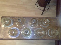 A Rare Set of Eight Arts and Crafts Vaseline/Uranium Glass Shades - Thumbnail 1