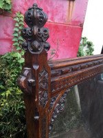 A W N Pugin Attributed, Gothic Revival Carved Oak Wall or Pier Mirror - Thumbnail 9