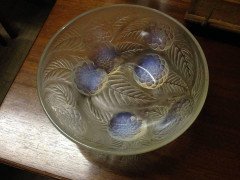 Lalique Dahlias Fruit Bowl with Vivid Vaseline Details to the Dahlia Heads - Thumbnail 3