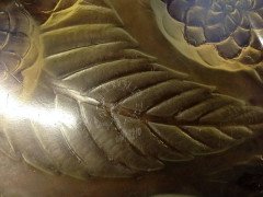 Lalique Dahlias Fruit Bowl with Vivid Vaseline Details to the Dahlia Heads - Thumbnail 4
