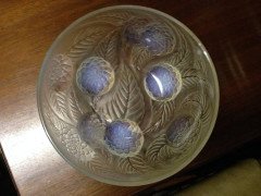 Lalique Dahlias Fruit Bowl with Vivid Vaseline Details to the Dahlia Heads - Thumbnail 5