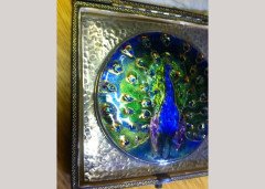 Arts and Crafts Peacock Enamel Mounted in a Silver Frame Attributed C R Ashbee - Thumbnail 1