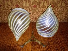 A Rare Pair of Petite Vaseline Swirl Teardrop Shades - Thumbnail 2