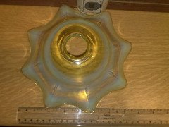 Arts and Crafts c.1900 Large Wavy Edge Vaseline Glass Shade with Uranium Tint - Thumbnail 4