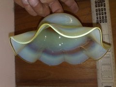 Arts and Crafts c.1900 Large Wavy Edge Vaseline Glass Shade with Uranium Tint - Thumbnail 2