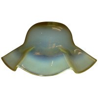 Arts and Crafts c.1900 Large Wavy Edge Vaseline Glass Shade with Uranium Tint