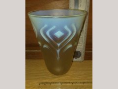 A Single Arts & Crafts Vaseline/ Uranium Glass Shade with Stylised Floral Details - Thumbnail 4