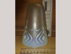 A Single Arts & Crafts Vaseline/ Uranium Glass Shade with Stylised Floral Details - Thumbnail 3