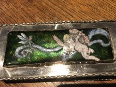 M D Spooner, A Silver plated Hand Enamelled Jewellery Box with Cupid & a Fairy - Thumbnail 2