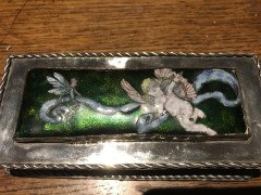 M D Spooner, A Silver plated Hand Enamelled Jewellery Box with Cupid & a Fairy - Thumbnail 3