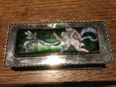 M D Spooner, A Silver plated Hand Enamelled Jewellery Box with Cupid & a Fairy - Thumbnail 4