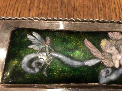 M D Spooner, A Silver plated Hand Enamelled Jewellery Box with Cupid & a Fairy - Thumbnail 5