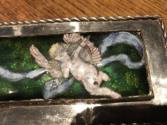 M D Spooner, A Silver plated Hand Enamelled Jewellery Box with Cupid & a Fairy - Thumbnail 7