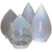 A Pair of Arts & Crafts Teardrop Swirl Vaseline Shades - Thumbnail 1