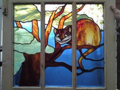 Alice in Wonderland, a Five Piece Suite of Stained and Leaded Glass Doors. - Thumbnail 4