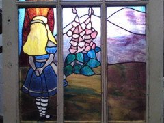 Alice in Wonderland, a Five Piece Suite of Stained and Leaded Glass Doors. - Thumbnail 7