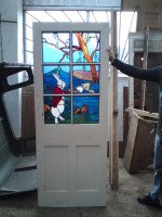 Alice in Wonderland, a Five Piece Suite of Stained and Leaded Glass Doors. - Thumbnail 11