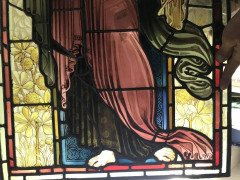 Aesthetic Movement Leaded and Painted Glass Window Panel by W. F. Dixon - Thumbnail 2