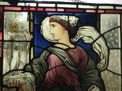 Aesthetic Movement Leaded and Painted Glass Window Panel by W. F. Dixon - Thumbnail 8