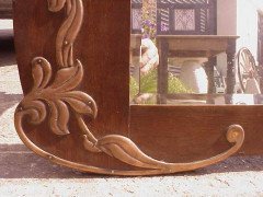 An Arts & Crafts Shaped Oak Bevelled Mirror with Stylised Floral Copper Details - Thumbnail 3