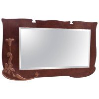 An Arts & Crafts Shaped Oak Bevelled Mirror with Stylised Floral Copper Details - Thumbnail 1