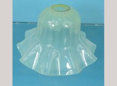 Arts and Crafts c.1900 Vaseline Glass Shade with Defined Rippled Edge - Thumbnail 2