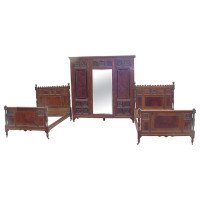 Bruce Talbert for Gillow and Co. – Walnut Amboyna Ebonised Gilt Bedroom Suite