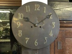 Arts & Crafts Copper Station Clock of Elongated Form with Brass Roman Numerals - Thumbnail 4