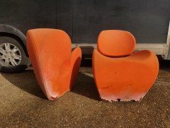 Ron Arad Circa 1991, Four Soft Big Heavy Orange Armchairs Made by Moroso, Italy - Thumbnail 9