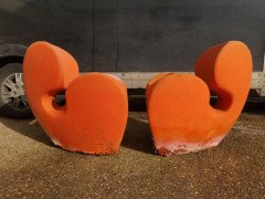 Ron Arad Circa 1991, Four Soft Big Heavy Orange Armchairs Made by Moroso, Italy - Thumbnail 10