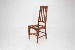 Two Glasgow Style Arts & Crafts Oak Armchairs & a Single Matching Dining Chair - Thumbnail 3