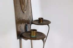 Margaret Gilmour Arts & Crafts Brass Wall Sconce with Stylized Floral Decoration - Thumbnail 11