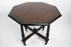 Gillow and Co., attributed – Aesthetic Movement Ebonised Mahogany and Amboyna Top Centre Table - Thumbnail 2