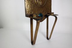 Margaret Gilmour Arts & Crafts Brass Wall Sconce with Stylized Floral Decoration - Thumbnail 12