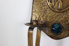 Margaret Gilmour Arts & Crafts Brass Wall Sconce with Stylized Floral Decoration - Thumbnail 13