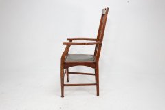 Two Glasgow Style Arts & Crafts Oak Armchairs & a Single Matching Dining Chair - Thumbnail 12