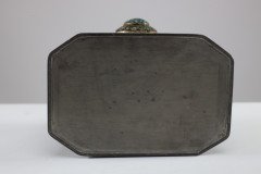 W a Perry an Arts & Crafts Hand Hammered Pewter Box with an Oval Turquoise Jewel - Thumbnail 15