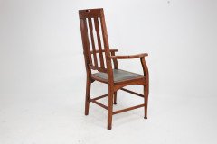 Two Glasgow Style Arts & Crafts Oak Armchairs & a Single Matching Dining Chair - Thumbnail 15