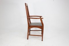 Two Glasgow Style Arts & Crafts Oak Armchairs & a Single Matching Dining Chair - Thumbnail 16